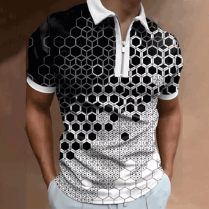 Verano nuevo diseño personalizado Color poliéster cremallera Polo impreso polos liso manga corta para hombres - Product Image 5