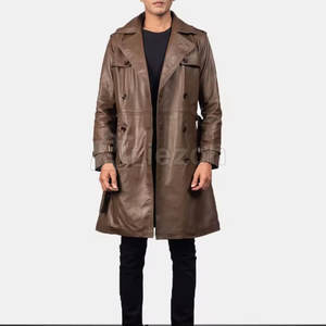 Manteau en cuir moderne pour hommes Manteau en cuir d'hiver élégant et couvrant tout le corps Manteau en cuir fabriqué au Pakistan - Product Image 1