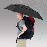 Parapluie de voyage manuel ventilé à double couche en pongé 21 pouces, avec nervures en acier et aluminium, poignée noire en PU, pour adultes