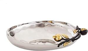 Aluminio con diseño de hojas doradas de diseñador, cuenco de Metal para servir ensaladas, cuenco para servir, vajilla, cuenco para comida, artículos para el hogar y la cocina - Product Image 6