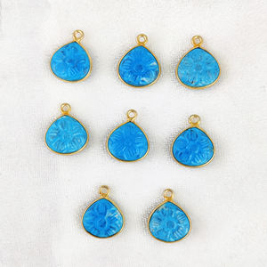 จี้พลอยรูปหัวใจสีเทอร์ควอยส์12มม. พร้อมเพชร925สเตอร์ลิงเงินนำโชคสำหรับทำเครื่องประดับและทำสร้อยคอ - Product Image 1