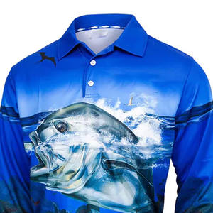 Polo de pesca impreso de alta calidad, ligero, transpirable, ecológico, UPF 50 100%, poliéster diseñado para la comodidad - Product Image 5