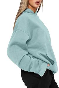 Best Selling Of Women's 100% Cotton Long Sleeve Round Neck Shoulder Slope Solid Color Casual Pullover <b>Hoodie</b> From Bangladesh - Product Image 6