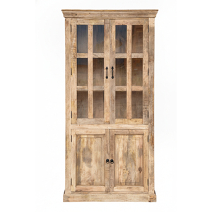 Armoire modulaire en bois de manguier massif de style antique contemporain avec miroir réglable, design écologique pour salon - Product Image 3