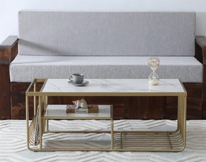 โต๊ะโชว์หินอ่อนขนาดใหญ่ในห้องนั่งเล่นโต๊ะโลหะทันสมัยโต๊ะวางกลางโต๊ะข้างโซฟาสำหรับตกแต่งบ้าน - Product Image 1