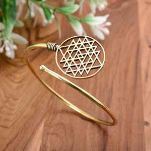 Brazalete Ajustable Chapado en Latón para Pulsera, Brazalete de Mandala Étnico Geométrico, Brazalete de Moda Floral - Product Image 1