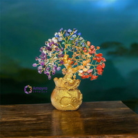 Pierre précieuse Evil Eye Golden Trunk Tree avec vase Véritable Agate Tree Feng Shui Style Articles décoratifs pour la guérison et les cadeaux