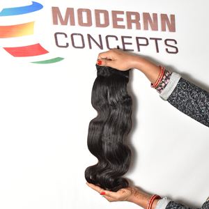 Extensiones de cabello humano natural con brillo negro, cabello humano de templo indio Bodywave, cutícula cruda alineada, extensiones de cabello humano para mujeres - Product Image 6