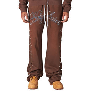 Pantalones Deportivos Casuales de Algodón 100% Ligeros Estilo Vintage para Hombre, Pantalones Joggers Anchos y Rectos de Talle Grande con Cierre de Cordón - Product Image 1