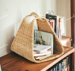 Top Selected Simple Natural Rattan <b>Magazine</b> Rack Convertible Book Stand for Office Home Decor for Living Room Hotel Application - Product Image 2