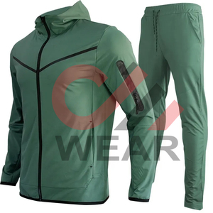 Vente en gros de survêtements pour hommes de qualité supérieure avec fermeture éclair 2 pièces Ensemble de jogging à capuche Survêtement en polaire technique - Product Image 5