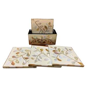 Handmade Classic Natural <b>Wood</b> <b>Coaster</b> Set 20 Pcs with 3 5 4 Inches Custom Bone and Brass Inlay Made in India - Product Image 3