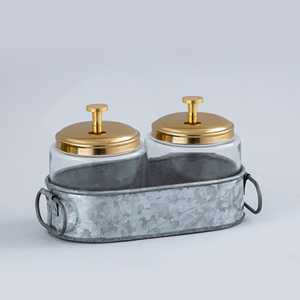 Ensemble de bidons luxueux en verre et fer 250ml/400ml/4L bouteilles de stockage en acier inoxydable Design moderne élégant avec logo personnalisé - Product Image 1