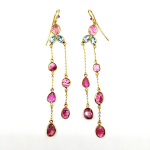 Pendientes colgantes de turmalina para mujer, Plata de Ley 925, chapado en oro, hecho a medida, multicolor - Product Image 6