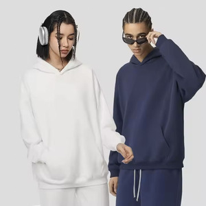 Sweat à capuche unisexe 320g pour hommes et femmes automne hiver couleur unie sweat décontracté avec impression numérique LOGO personnalisé - Product Image 4