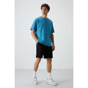 T-shirt homme bleu pétrole, grande taille, 100% coton, jersey texturé épais, imprimé - 88369 - Product Image 5