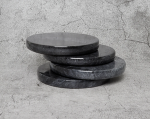 Dessous de verre en pierre de marbre naturel élégant fabriqué à la main de qualité supérieure rond noir tapis de boisson et tampons pour café thé et vin - Product Image 5