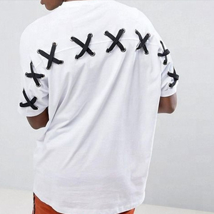 Customized Streetwear 100% Cotton T-Shirts Drop Shoulder Loose fit <b>Drawstring</b> Design Printed T-Shirt for <b>men</b> Haus Industries - Product Image 4