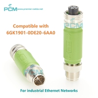 Adaptateur M12 D-Code femelle vers M12 X-Code mâle pour communication réseau Ethernet industrielle CAT5e compatible 6GK1901-0DE20-6AA0