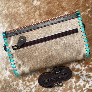 Diseño de sobre de cuero de vaca real con herramientas de estilo vintage, monedero espacioso, vaquera occidental, Mini bolso bandolera espacioso de cuero genuino - Product Image 5