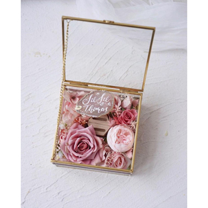 Boîte à bijoux en verre avec cadre carré en or de qualité supérieure, boîte à souvenirs pour porte-alliances de mariage, cadeau, décoration de bureau de mariée, boîte de rangement au prix le plus bas - Product Image 1