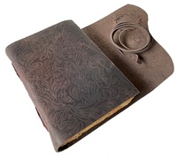 Journal Vintage en Cuir Véritable Relié Jardin Fleur Sort Livre des Ombres Avec Pierre Turquoise Antique Grimoire Journal & Cahier