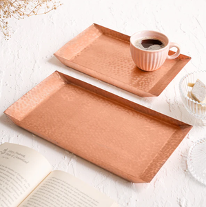 ถาดอเนกประสงค์ทำด้วยมือทำจากทองแดงบริสุทธิ์งานหัตถกรรมอินเดียที่บ้าน - Product Image 2