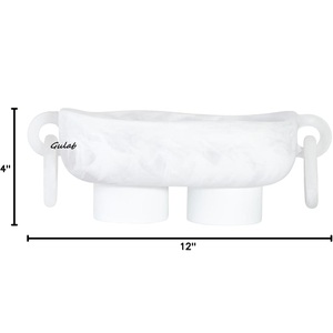 Bol à fruits moderne en résine ivoire avec poignée double, design décoratif pour la cuisine et la salle à manger, bol de service polyvalent pour les fêtes - Product Image 2