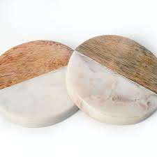 New Look Natural <b>White</b> Marble Coasters Square Wood Marble Free Cup Mats for Kitchen Wedding Occasions Set of Blanks Design Style - Product Image 5