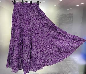 Jupe indienne en coton imprimé taille haute pour femmes, longueur moyenne, vêtements de plage évasés exclusifs, imprimés pour 4 filles, respirants - Product Image 3