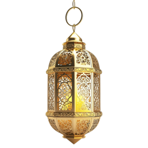 Lámpara Decorativa Dorada de Ramadán con Portavelas para Decoración del Hogar en Festividades - Product Image 1