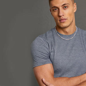 Hommes Gris Couleur Spandex Polyester Mix Muscle Fit Gym Wear T Shirt Avec O Cou Et Manches Courtes À Vendre - Product Image 4