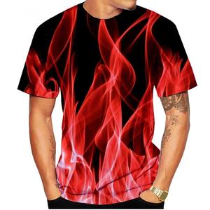 Cool Fire Flame 3D Print T-Shirts Hommes T-shirt à manches courtes Streetwear Top surdimensionné Vêtements pour enfants - Product Image 3