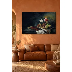 ภาพพิมพ์บนผ้าใบลายวิโอเลต ฟิดา ดอกกุหลาบ และผลไม้ แบบคลาสสิก - Product Image 3