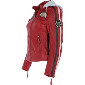 Chaquetas de cuero personalizadas de tendencia superior para mujer, diseño de cuello vuelto sólido, mangas completas, forro de satén transpirable - Product Image 4