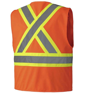 Gilet réfléchissant respirant de classe 2 ANSI à haute visibilité avec 5 poches, poches pratiques pour les travaux de construction - Product Image 6