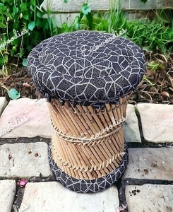 New Arrival Handmade Natural Bamboo Mudda Stool SARKANDA Bamboo Wicker <b>Foot</b> Rest Stool For Living Room Garden Balcony - Product Image 1