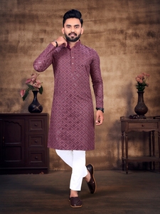 Vêtements traditionnels indiens à la mode, kurta pyjama multicolores à manches longues pour hommes, design personnalisé, provenant d'un fournisseur indien - Product Image 5