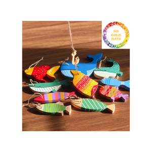Cadeau décoratif écologique d'art de poisson en bois fait à la main pour les magasins - Product Image 1