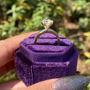 14K Solid Yellow Gold Two Stone Proposal Ring 1.3CT Round Brilliant Cut Engagement Ring VVS1 Moissanite <b>Bridal</b> Ring - Product Image 4