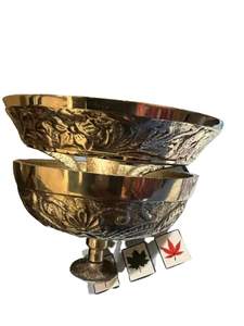 Antique Solid <b>Brass</b> Floral Design Manual Push Table Call <b>Bell</b> Vintage Press Desk for Hotel Counter Office Desk Home Decor - Product Image 3