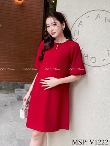 V1222 Vestido de maternidad cómodo con diseño floral Hecho de tela de terciopelo duradero Material Estilo recto No descolorido - Product Image 3