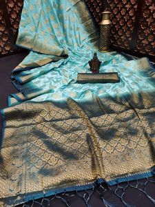 Dolla — saree en soie et coton pour femme, veste en jacquard avec chemisier, vêtements quotidiens de fête, à bas prix, vente en gros - Product Image 4