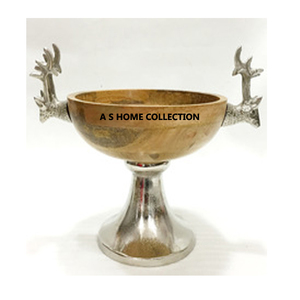 Aliments décoratifs de luxe de forme géométrique en bois solide avec bol de pièce maîtresse d'accent argenté bon prix - Product Image 3