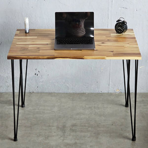 Hbwd034 Acacia Wood <b>Computer</b> <b>Desk</b> with 25mm Thick Top and Hairpin Iron Legs - Product Image 3