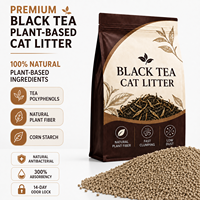 Litière pour chat agglomérante biodégradable et écologique à base de thé noir, à marque privée, avec emballage personnalisé, OEM ODM