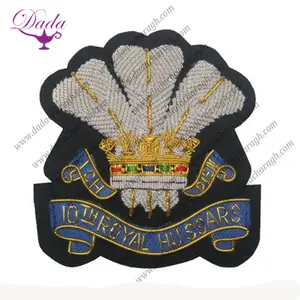 10th Royal hussar Regiment Wire Bullion Blazer Patch Blazer Badge Wire Bullion Badge