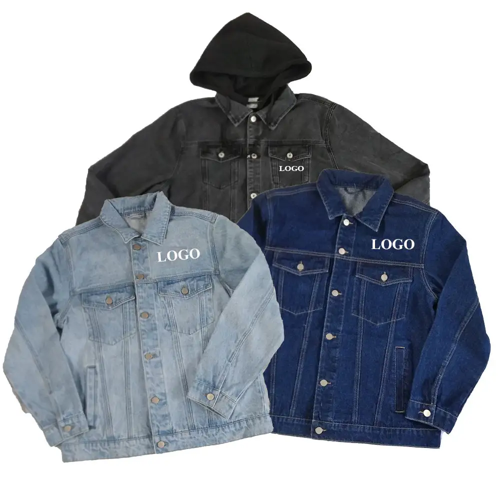 OEM дизайнерская хлопковая джинсовая куртка, мотоциклетная куртка на заказ, пальто больших размеров, мужские джинсы, джинсовая куртка с капюшоном
