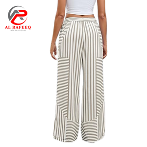 Pantalon formel pour femme, couleur blanche, imprimé, fermeture éclair, devant plat, taille haute, longueur totale, en spandex/polyester - Product Image 2