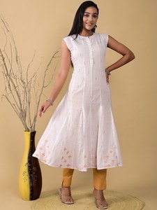 ใหม่อินเทรนด์แฟชั่นKurtiเสื้อผ้าชาติพันธุ์ผู้หญิงคอจีนแผงผ้าฝ้ายAnarkali Kurtaล่าสุดDesigner Collection - Product Image 3